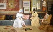 William Merritt Chase A Friendly Call. oil painting artist